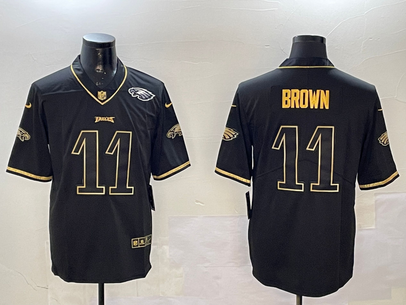 Men Philadelphia Eagles #11 Brown black 2025 Nike NFL jersey style 004->philadelphia eagles->NFL Jersey